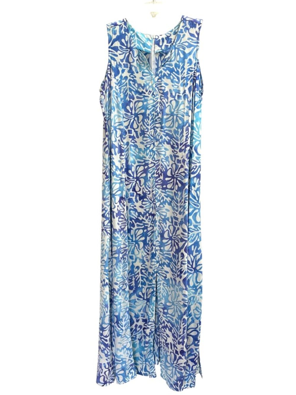 Women’s Hawaiian Luau Sleeveless Maxi Sundress Floral Blues & White NWT Size S - Picture 4 of 6